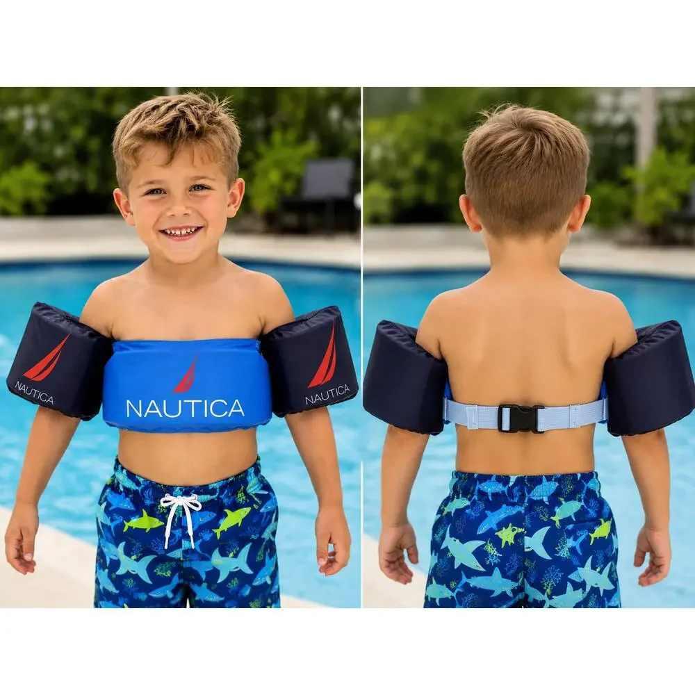 Kids Nautica Swim Float 3 Piece Arm Bands 33-55 Lbs Blue Adjustable New